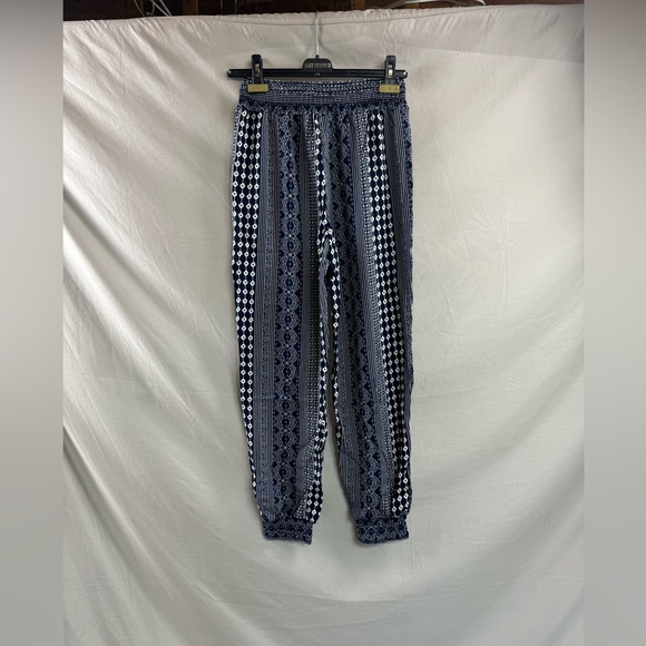 Boho Striped Print Pants With Pockets Navy Blue - Picture 8 of 9